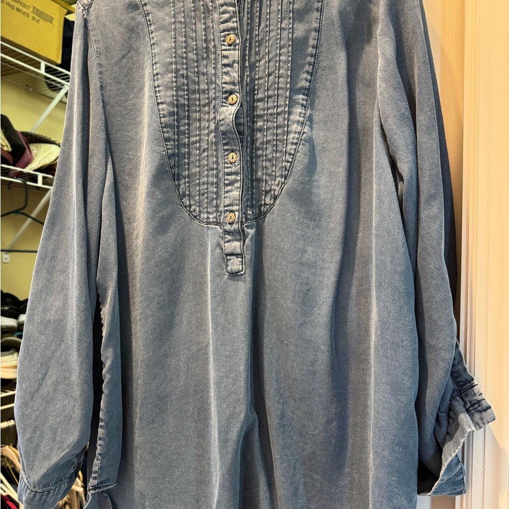 Long sleeve denim look blouse